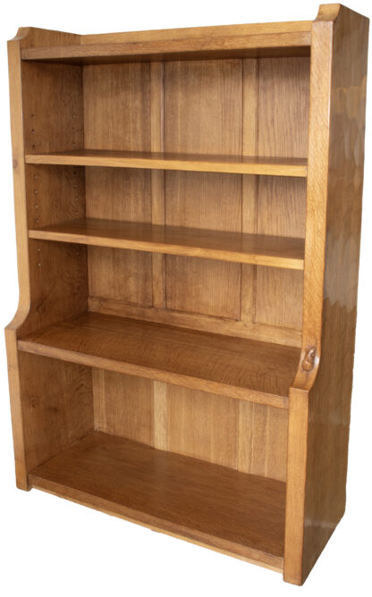 ROBERT MOUSEMAN THOMPSON BESPOKE 4 FOOT HIGH OAK ADZED BOOKCASE - Image 5