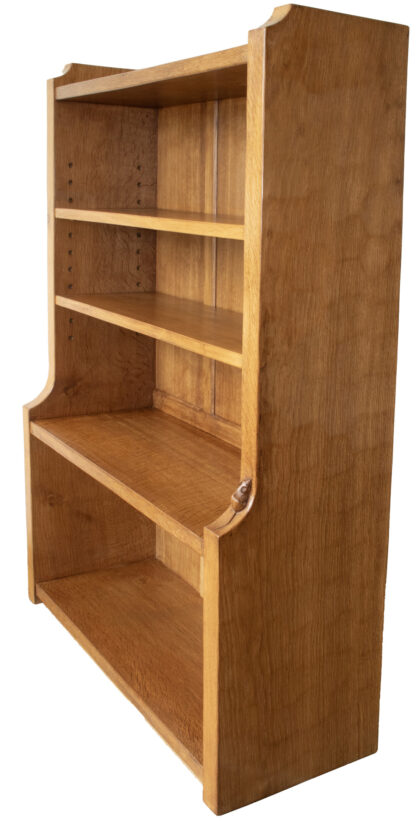 ROBERT MOUSEMAN THOMPSON BESPOKE 4 FOOT HIGH OAK ADZED BOOKCASE - Image 7