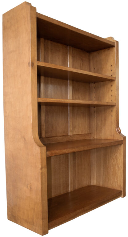 ROBERT MOUSEMAN THOMPSON BESPOKE 4 FOOT HIGH OAK ADZED BOOKCASE - Image 8