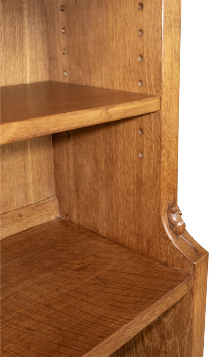 ROBERT MOUSEMAN THOMPSON BESPOKE 4 FOOT HIGH OAK ADZED BOOKCASE - Image 9