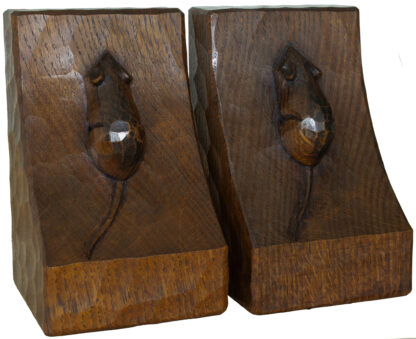 A PAIR OF ROBERT MOUSEMAN THOMPSON OAK BOOKENDS - Image 3