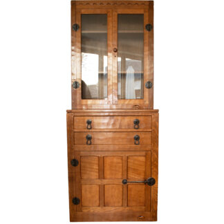 ROBERT MOUSEMAN THOMSON ADZED OAK DISPLAY CUPBOARD/BOOKCASE