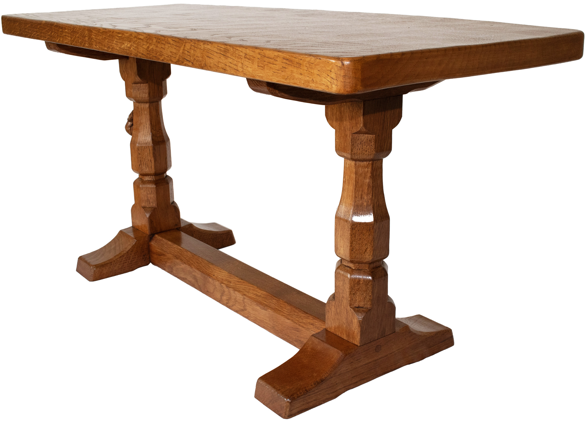 ROBERT MOUSEMAN THOMPSON 3 FOOT OAK RECTANGULAR COFFEE TABLE - Image 6