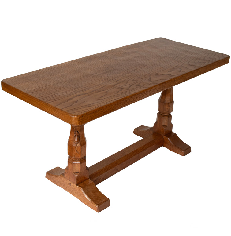 ROBERT MOUSEMAN THOMPSON 3 FOOT OAK RECTANGULAR COFFEE TABLE