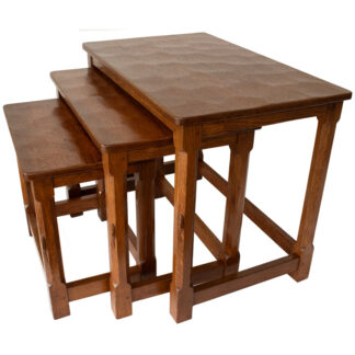 ROBERT MOUSEMAN THOMPSON NEST OF ADZED TOP TABLES