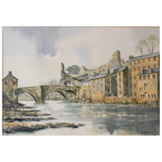 ERIC THOMPSON  LARGE WATERCOLOUR OF THE RIVER TEES AT BARNARD CASTLE