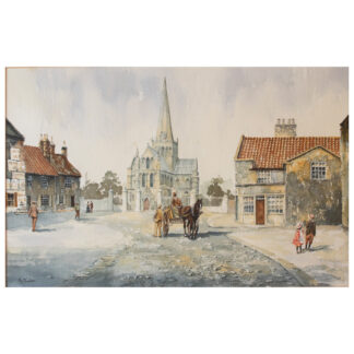 ERIC THOMPSON ST. CUTHBERT'S CHURCH DARLINGTON WATERCOLOUR