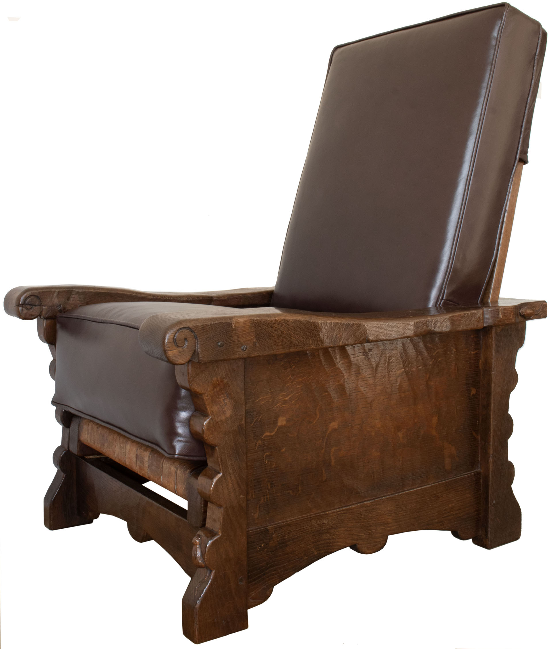 ROBERT MOUSEMAN THOMPSON RARE EARLY OAK RECLINING CHAIR - Image 2