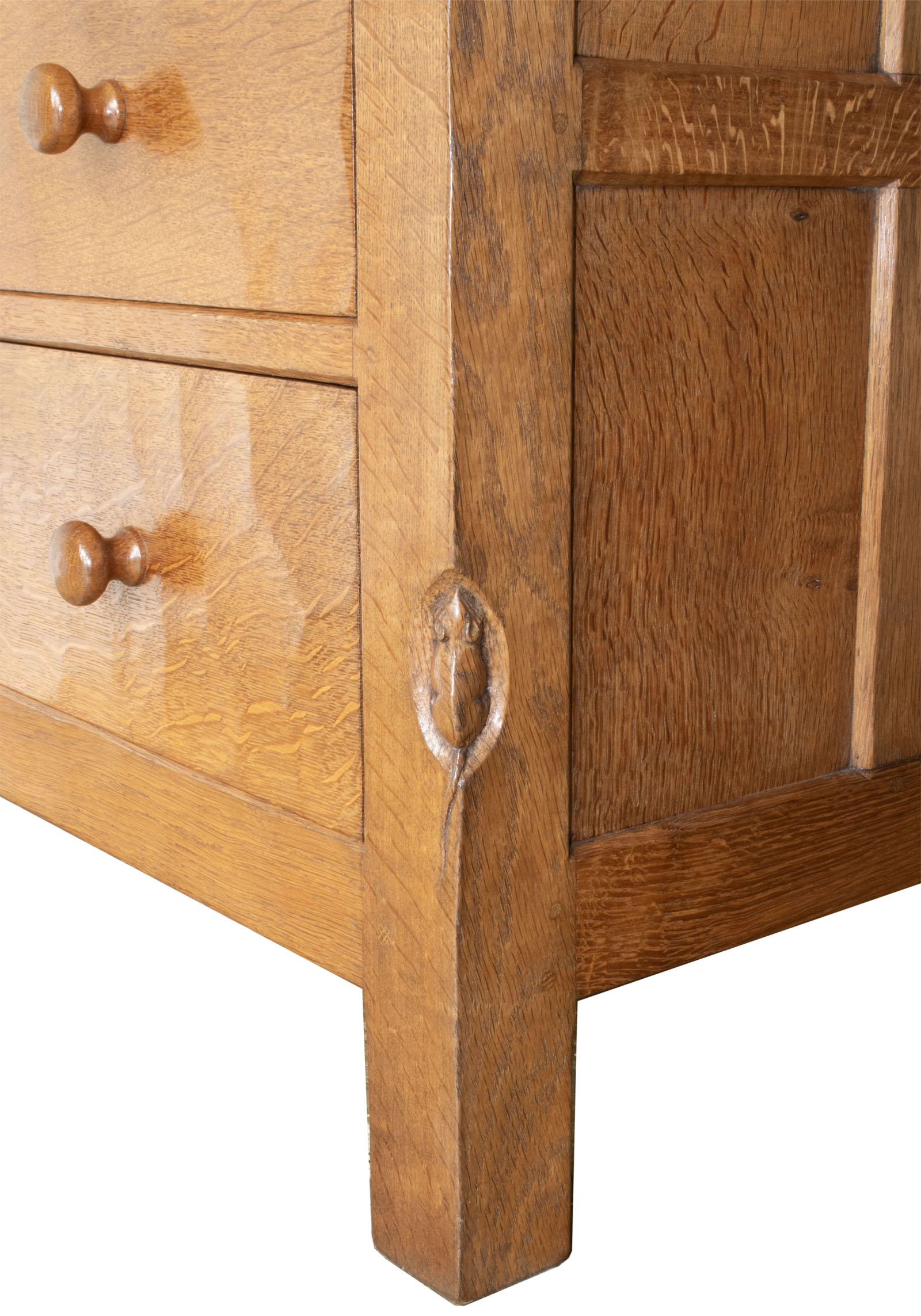 ROBERT MOUSEMAN THOMPSON VINTAGE ADZED OAK TALLBOY/AUMBREY - Image 11