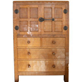 ROBERT MOUSEMAN THOMPSON VINTAGE ADZED OAK TALLBOY/AUMBREY