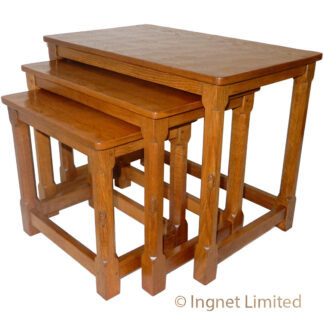 ROBERT MOUSEMAN THOMPSON NEST OF OAK ADZED TABLES