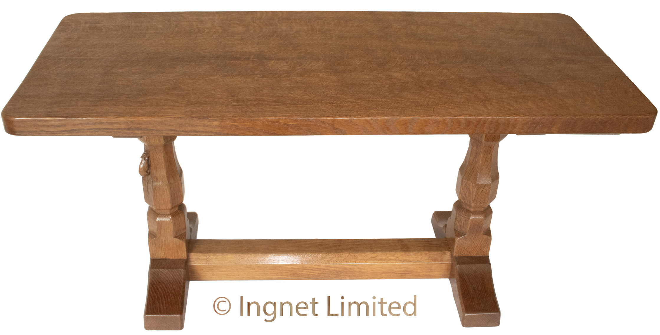 ROBERT MOUSEMAN THOMPSON OAK ADZED COFFEE TABLE - Image 7