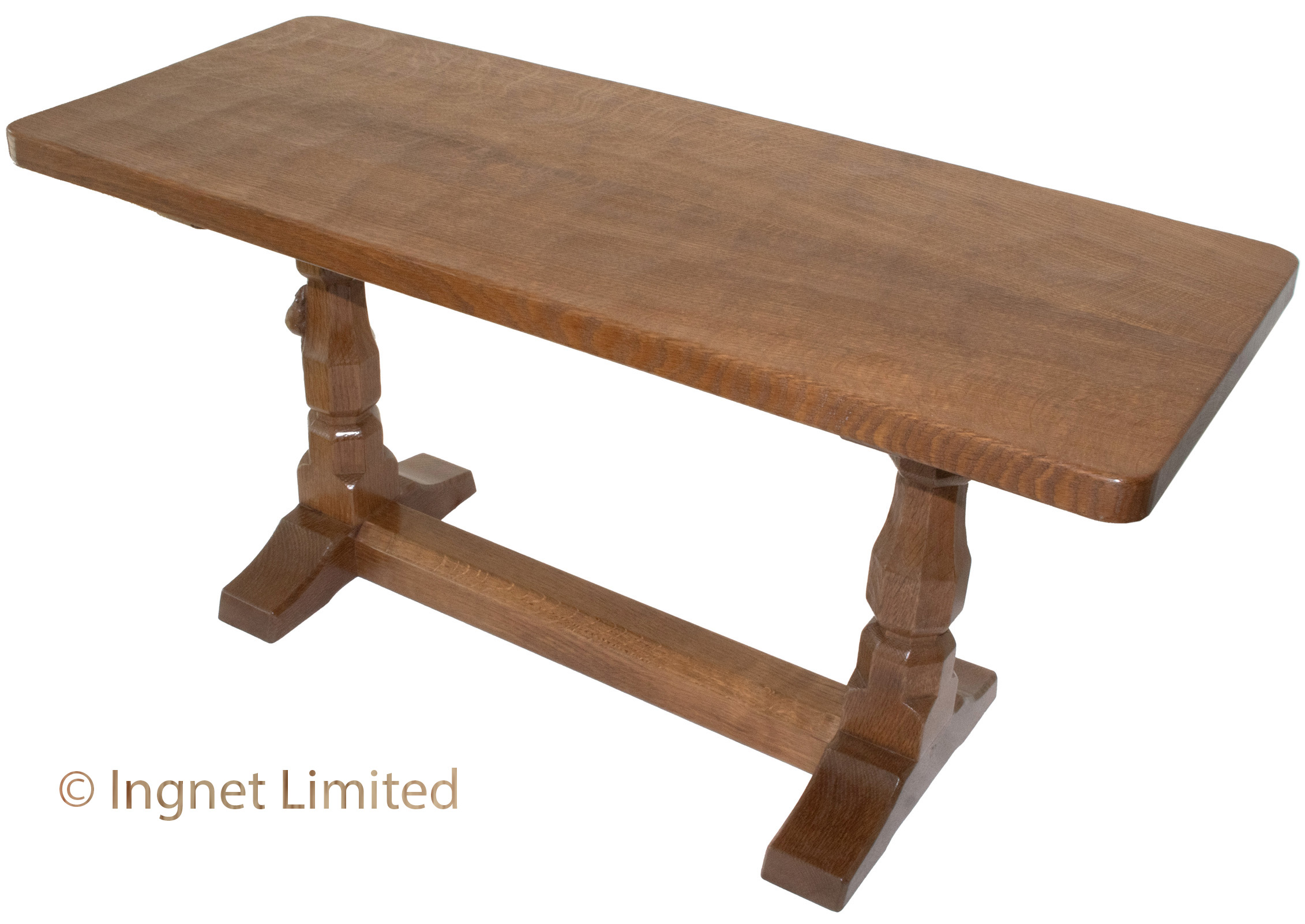ROBERT MOUSEMAN THOMPSON OAK ADZED COFFEE TABLE - Image 8