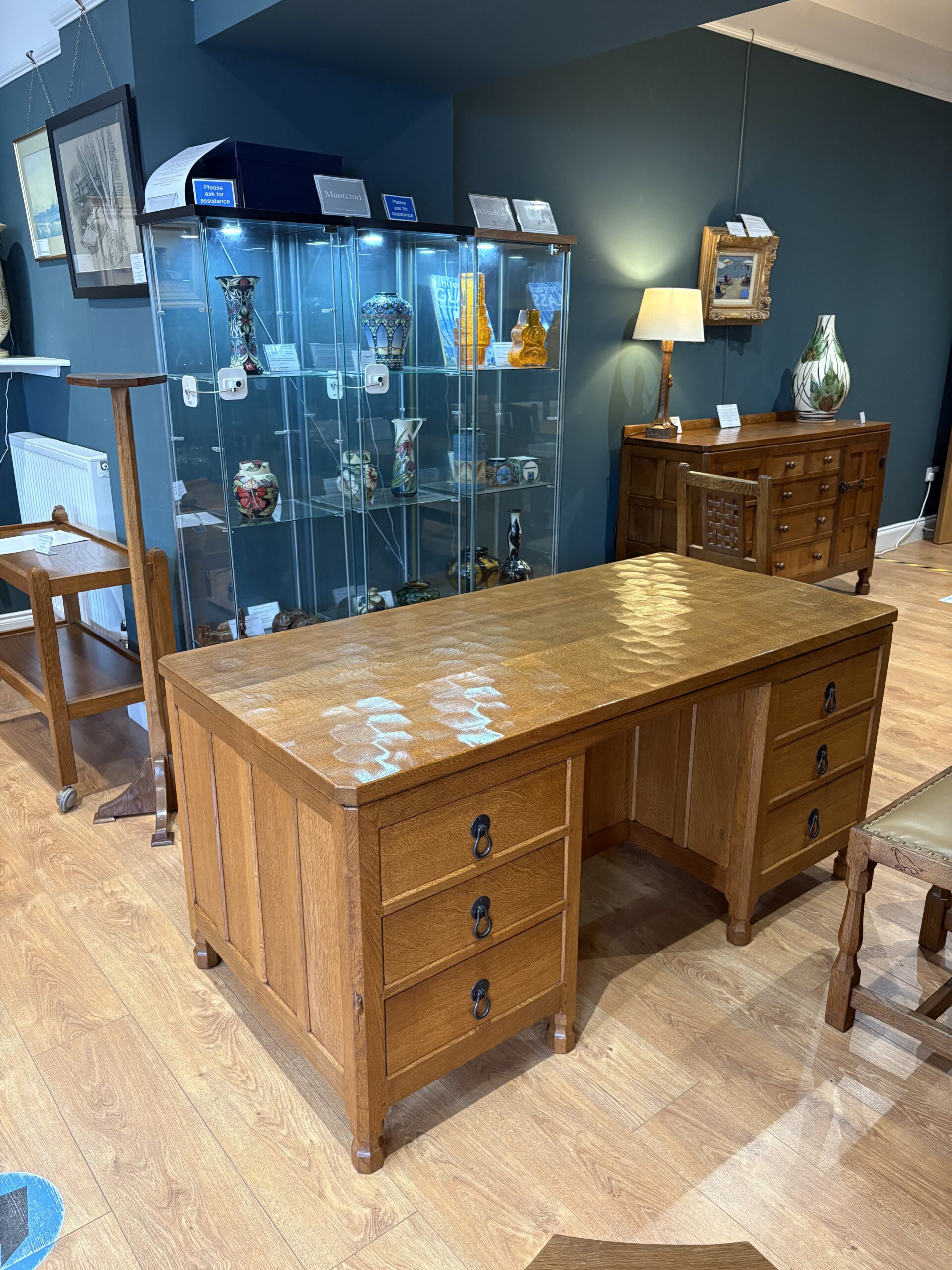 ROBERT MOUSEMAN THOMPSON RARE LARGE DOUBLE SIDED PARTNERS DESK