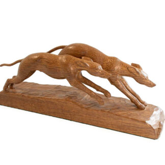 ROBERT MOUSEMAN THOMPSON PAIR OF CARVED OAK GREYHOUNDS