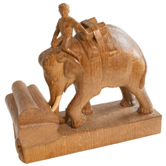 ROBERT MOUSEMAN THOMPSON CARVED OAK ELEPHANT