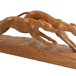 ROBERT MOUSEMAN THOMPSON PAIR OF CARVED OAK GREYHOUNDS