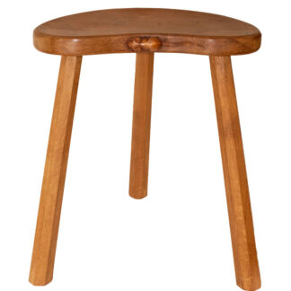 ROBERT MOUSEMAN THOMPSON OAK 3 LEGGED COW STOOL