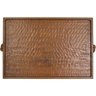 ROBERT MOUSEMAN THOMPSON OAK ADZED TEA TRAY