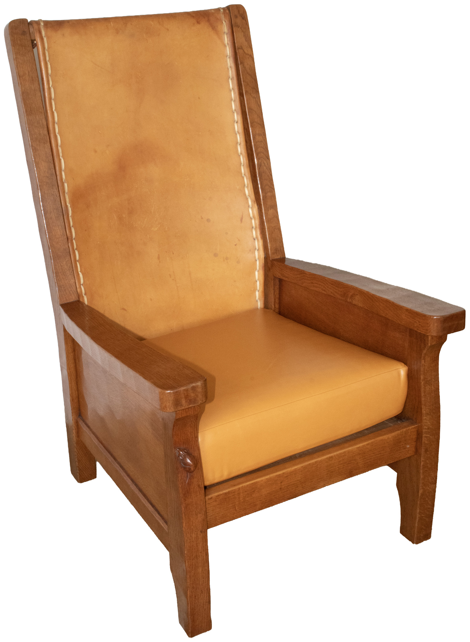 ROBERT MOUSEMAN THOMPSON VINTAGE ADZED OAK SMOKING CHAIR - Image 2
