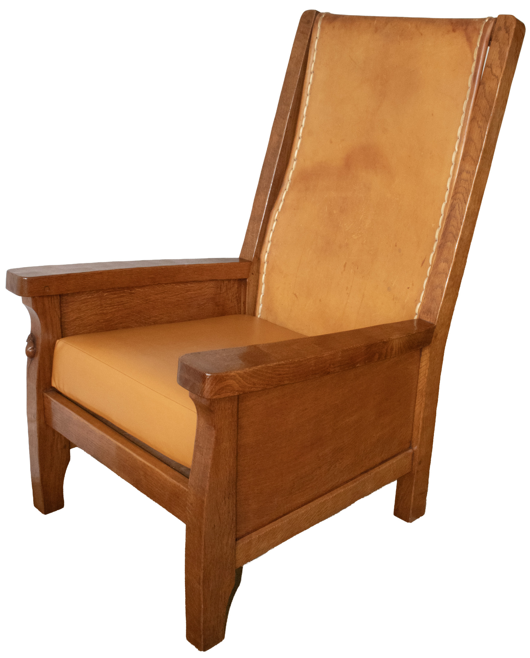 ROBERT MOUSEMAN THOMPSON VINTAGE ADZED OAK SMOKING CHAIR - Image 12