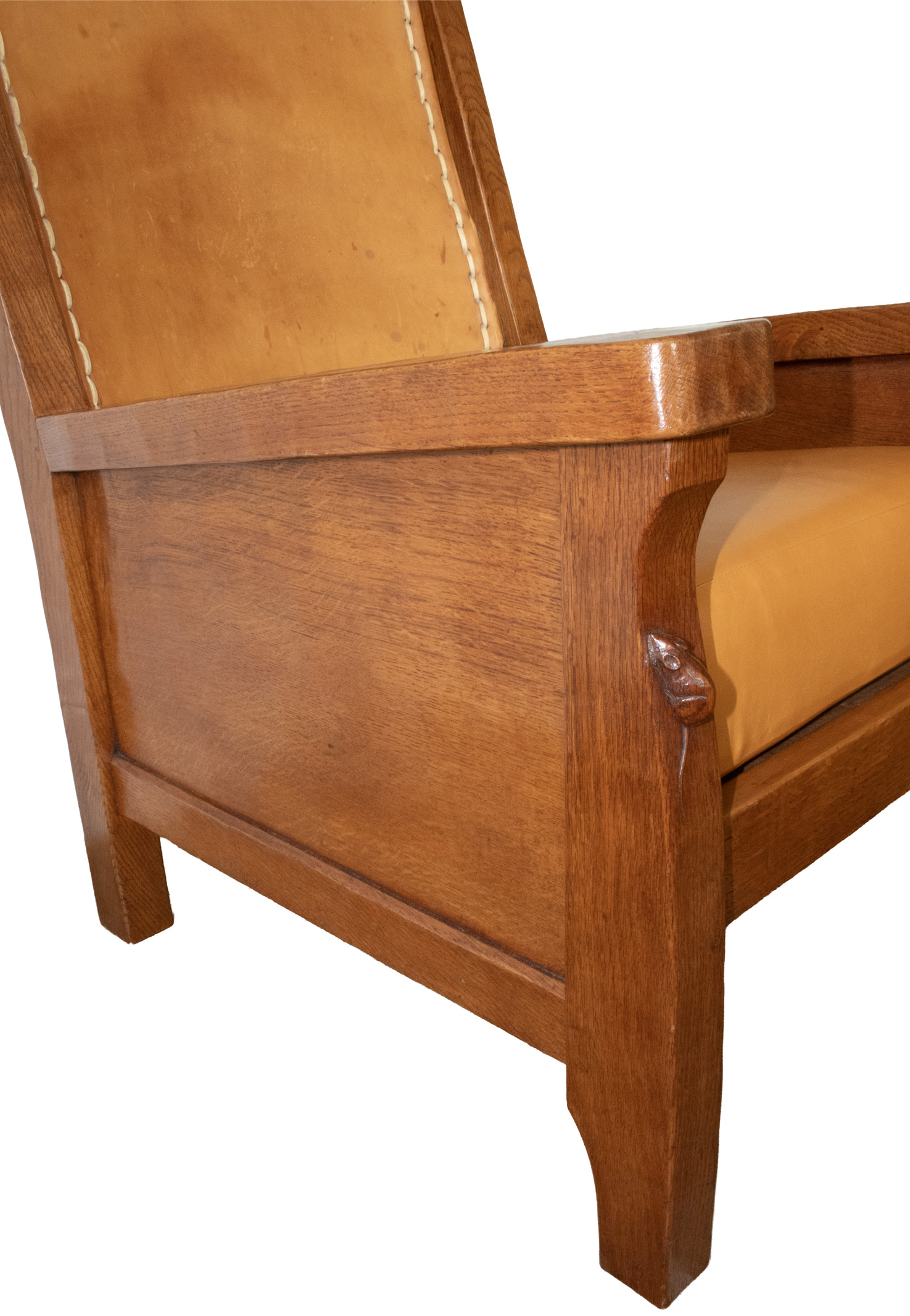 ROBERT MOUSEMAN THOMPSON VINTAGE ADZED OAK SMOKING CHAIR - Image 14