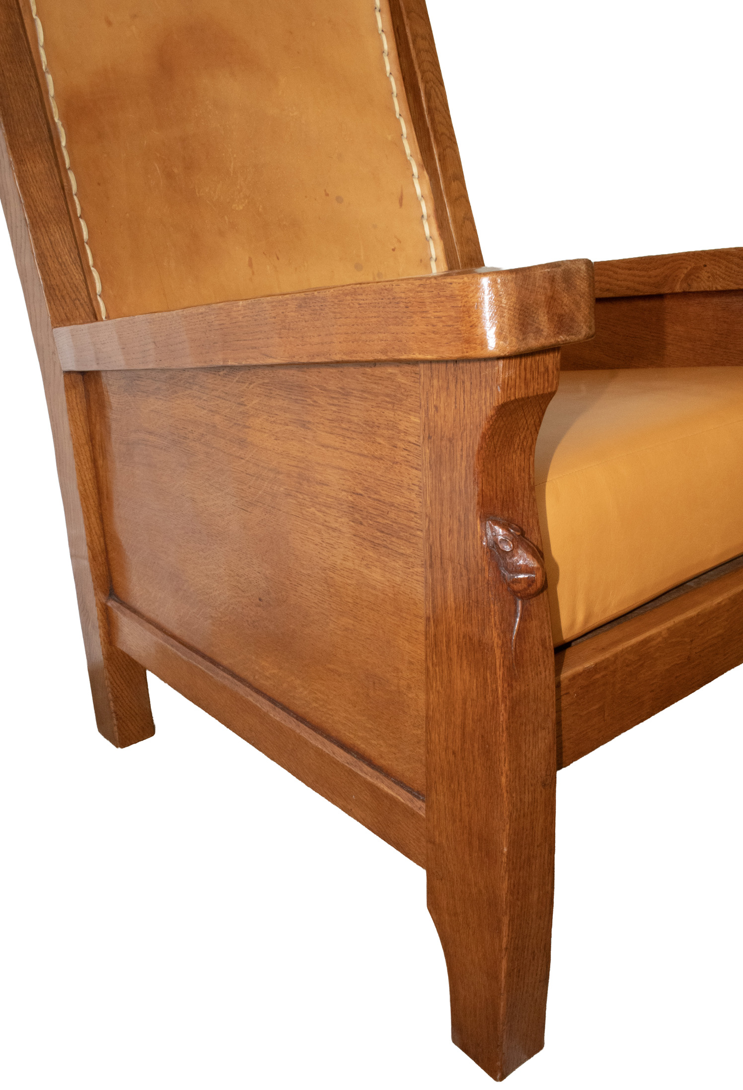 ROBERT MOUSEMAN THOMPSON VINTAGE ADZED OAK SMOKING CHAIR - Image 15
