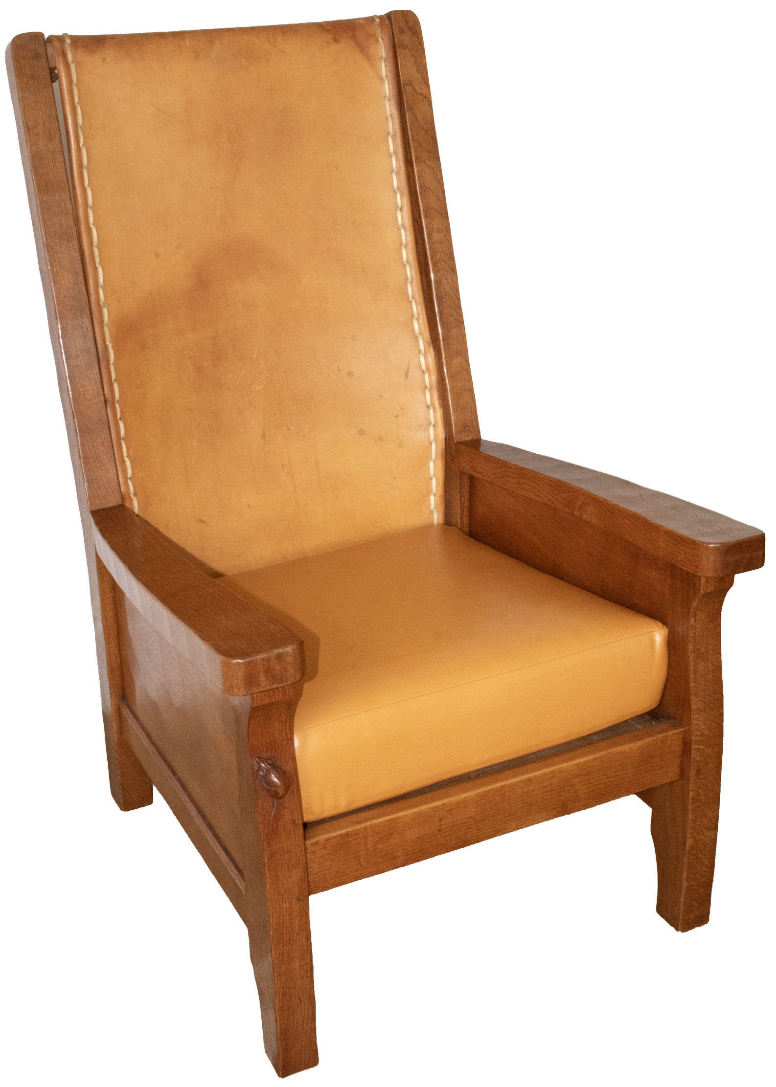 ROBERT MOUSEMAN THOMPSON VINTAGE ADZED OAK SMOKING CHAIR - Image 6