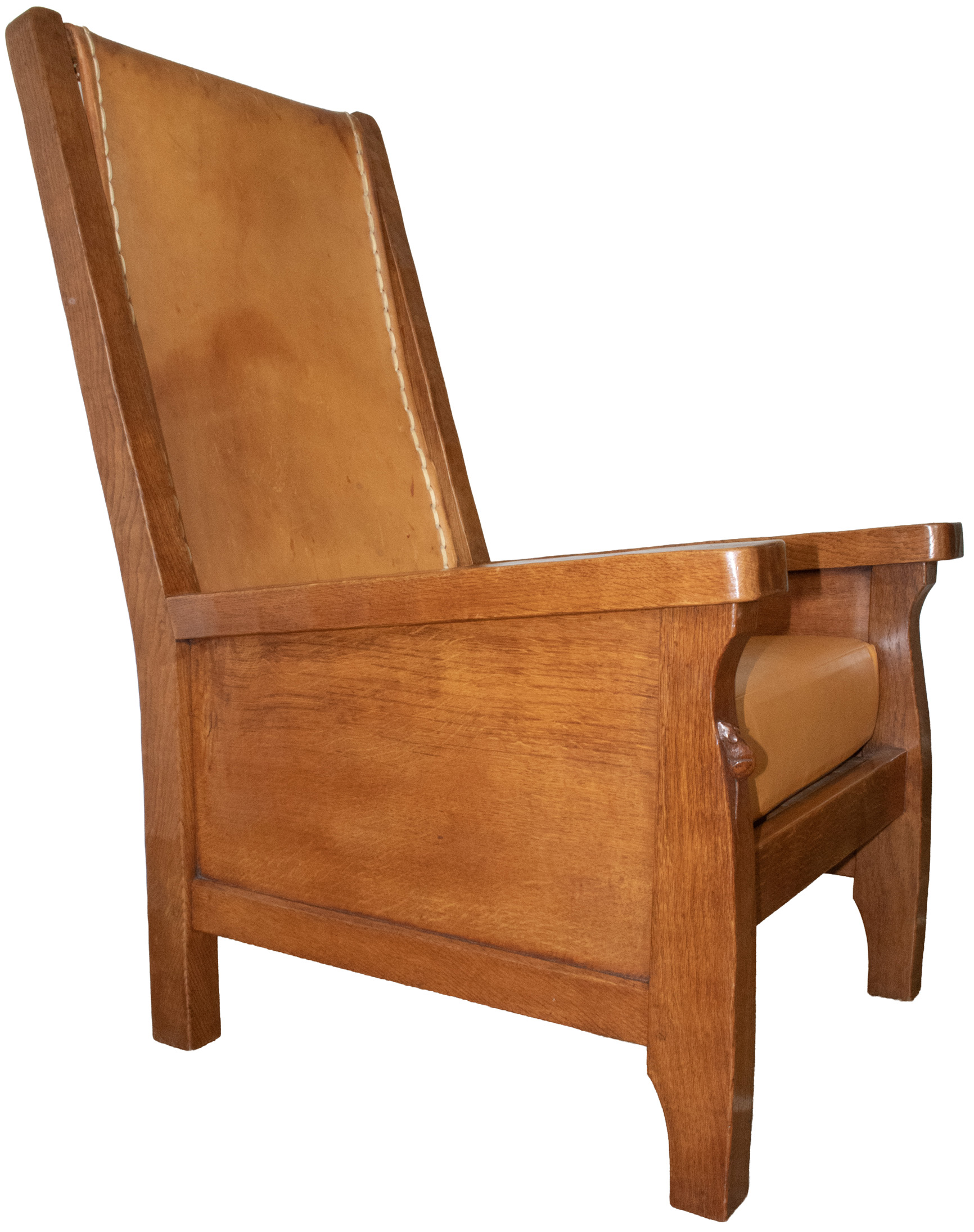 ROBERT MOUSEMAN THOMPSON VINTAGE ADZED OAK SMOKING CHAIR - Image 7