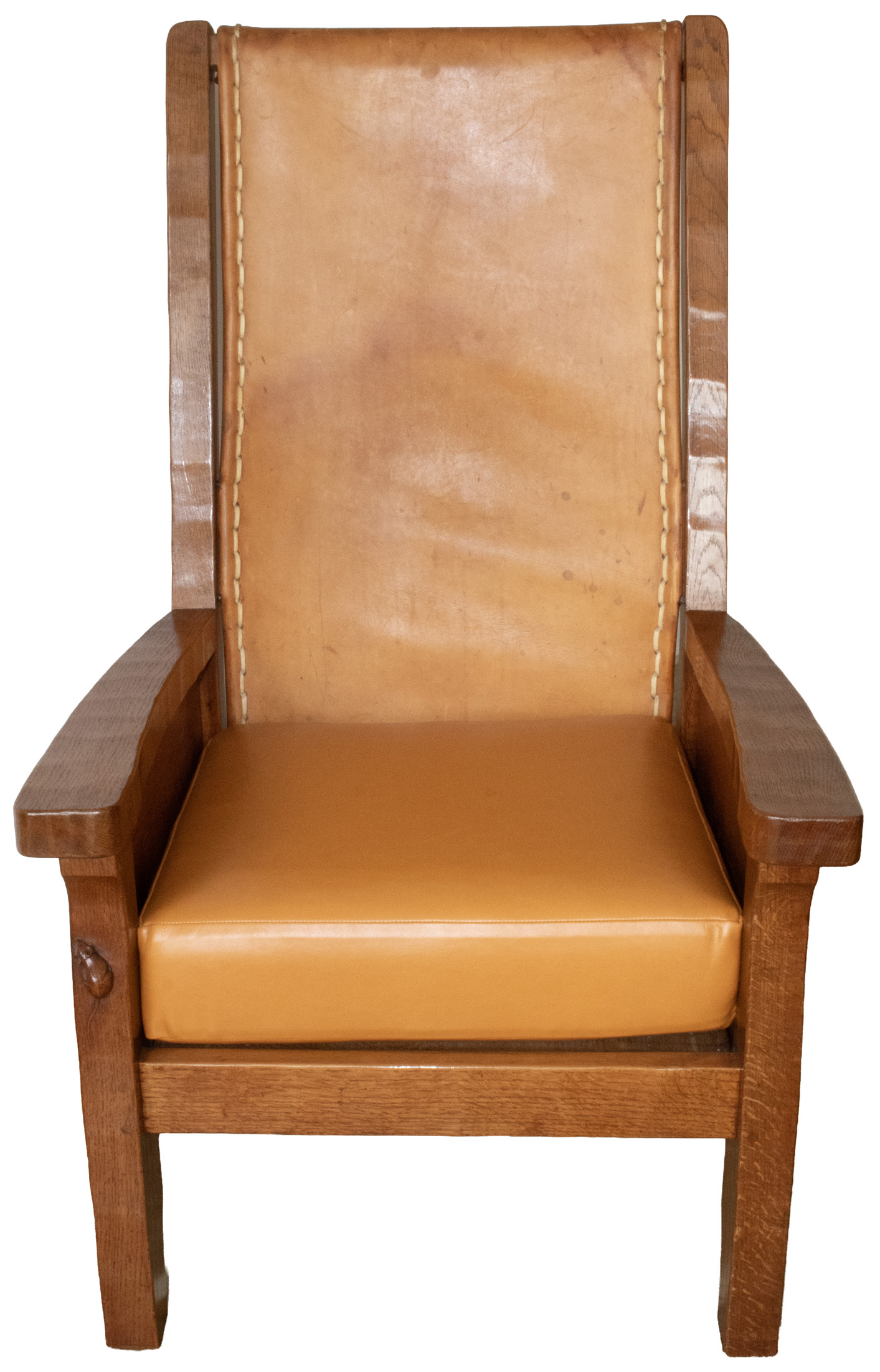 ROBERT MOUSEMAN THOMPSON VINTAGE ADZED OAK SMOKING CHAIR - Image 9