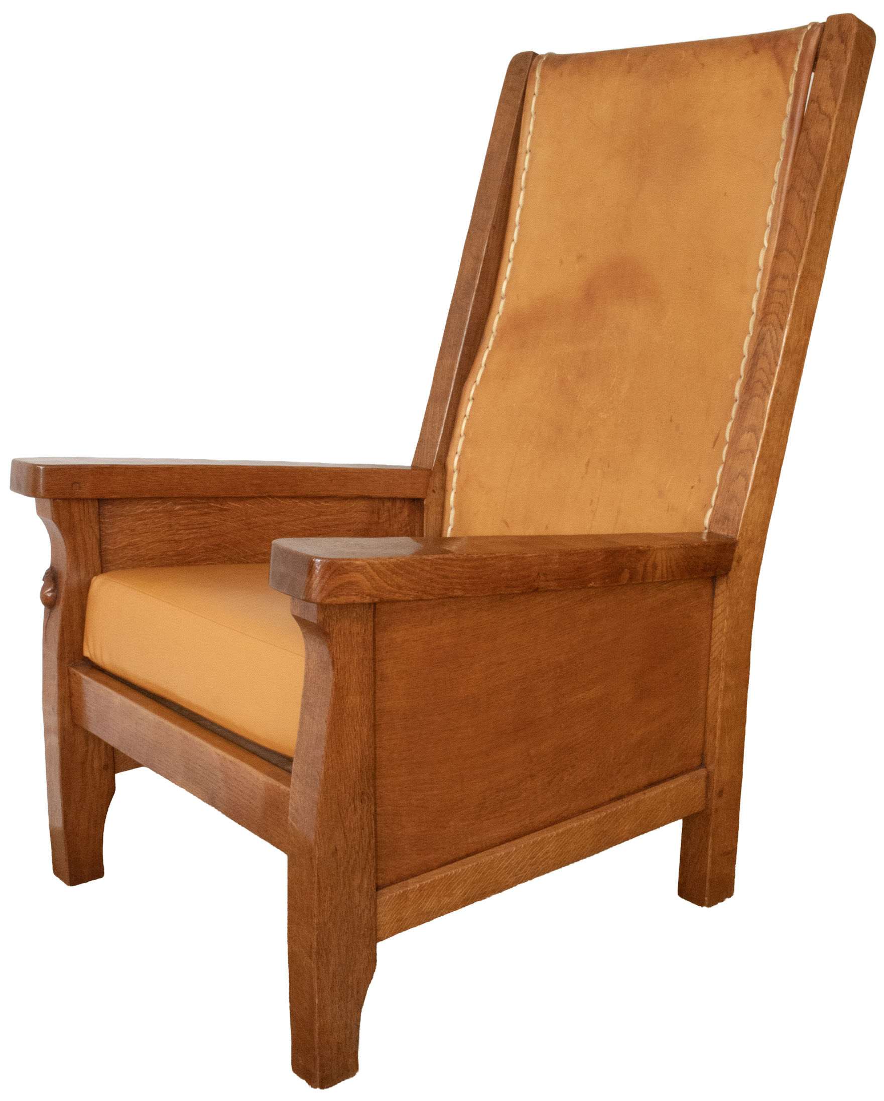 ROBERT MOUSEMAN THOMPSON VINTAGE ADZED OAK SMOKING CHAIR - Image 10
