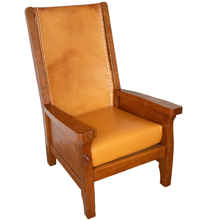 ROBERT MOUSEMAN THOMPSON VINTAGE ADZED OAK SMOKING CHAIR